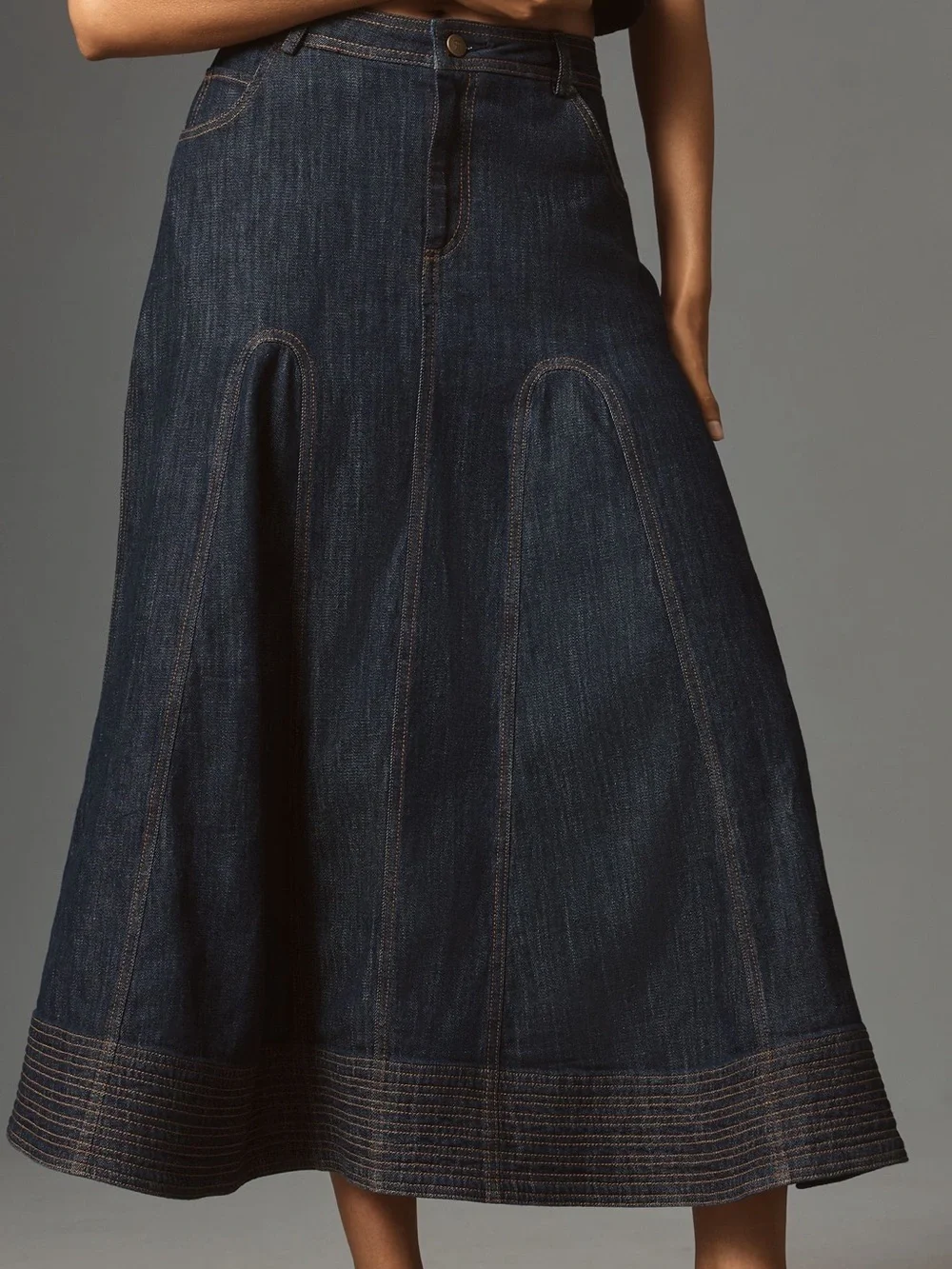 NWOT Anthropologie Pilcro Dark Indigo Denim Maxi Skirt - Picture 2 of 4